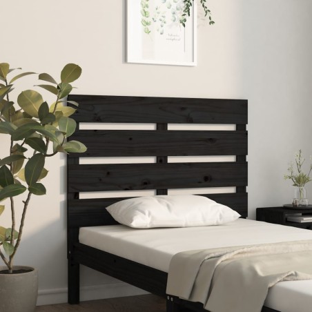 vidaXL Testiera per Letto Nera 100x3x80 cm in Legno Massello di Pino