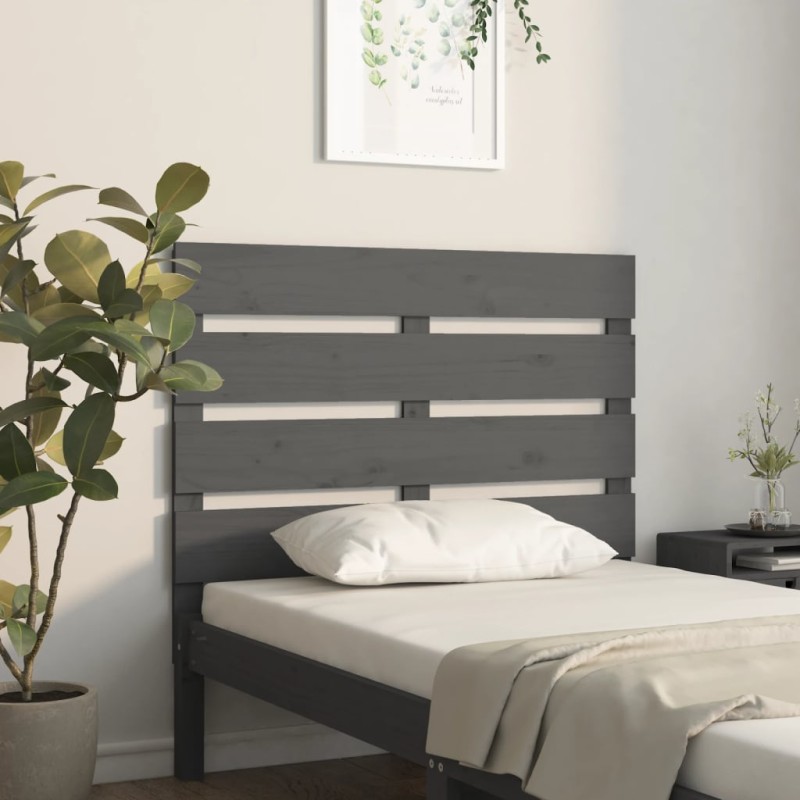 vidaXL Testiera per Letto Grigia 100x3x80 cm in Legno Massello di Pino vidaXL Testiera per Letto Grigia 100x3x80 cm in Legno Massello di Pino
