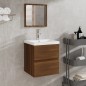 vidaXL Mobile da Bagno con Specchio Rovere Marrone Legno Multistrato vidaXL Mobile da Bagno con Specchio Rovere Marrone Legno Multistrato