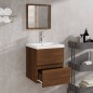 vidaXL Mobile da Bagno con Specchio Rovere Marrone Legno Multistrato vidaXL Mobile da Bagno con Specchio Rovere Marrone Legno Multistrato