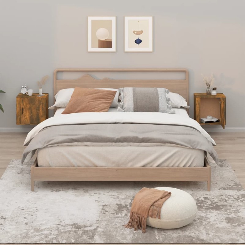 Comodini a Muro 2 pz Rovere Fumo 50x30x47 cm Comodini a Muro 2 pz Rovere Fumo 50x30x47 cm