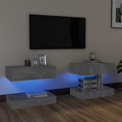 Mobili Porta TV con Luci LED 2 pz Grigio Sonoma 60x35 cm