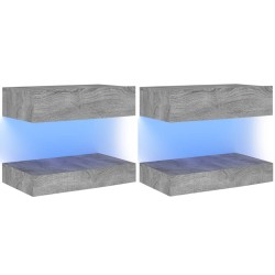 Mobili Porta TV con Luci LED 2 pz Grigio Sonoma 60x35 cm