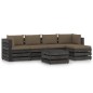 vidaXL Set Divani da Giardino con Cuscini 6 pz Legno Impregnato Grigio vidaXL Set Divani da Giardino con Cuscini 6 pz Legno Impregnato Grigio