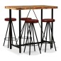 vidaXL Set da Bar 5 pz in Legno Massello di Recupero e Vera Pelle vidaXL Set da Bar 5 pz in Legno Massello di Recupero e Vera Pelle