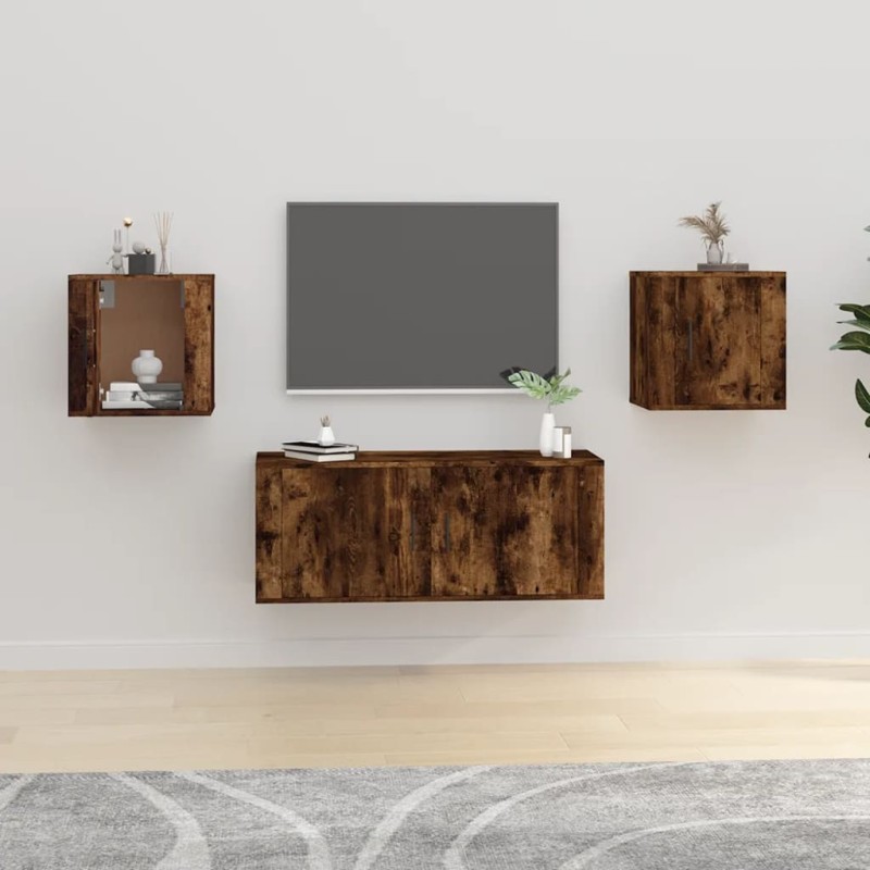 Mobili Porta TV a Parete 2 pz Rovere Fumo 40x34,5x40 cm Mobili Porta TV a Parete 2 pz Rovere Fumo 40x34,5x40 cm