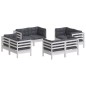 vidaXL Set Divani da Giardino 8 pz e Cuscini Antracite Legno di Pino vidaXL Set Divani da Giardino 8 pz e Cuscini Antracite Legno di Pino