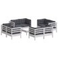 vidaXL Set Divani da Giardino 9 pz e Cuscini Antracite Legno di Pino