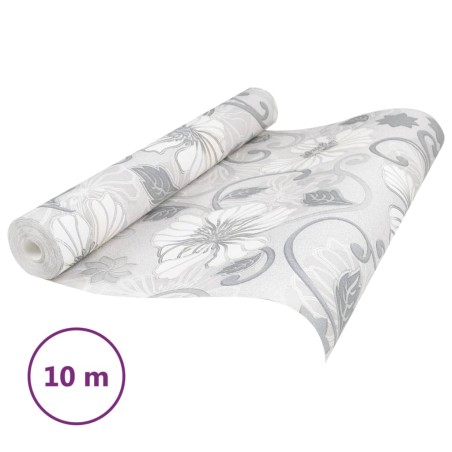 vidaXL Carta da Parati 3D Motivo Floreale Grigia