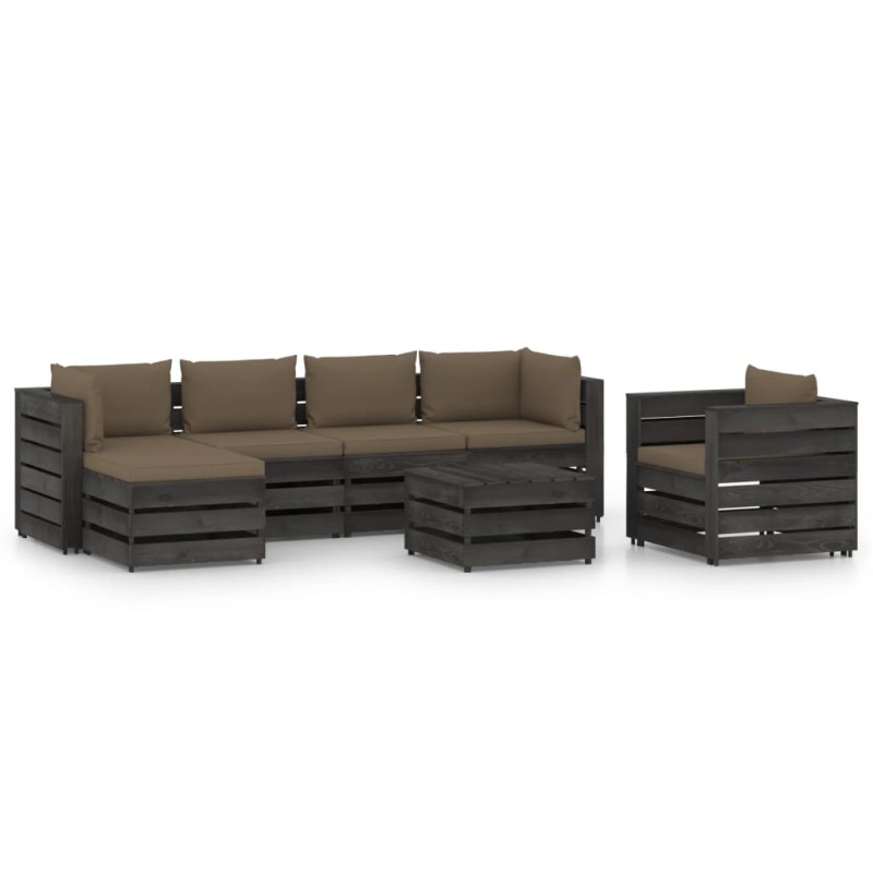 vidaXL Set Divani da Giardino con Cuscini 7 pz Legno Impregnato Grigio