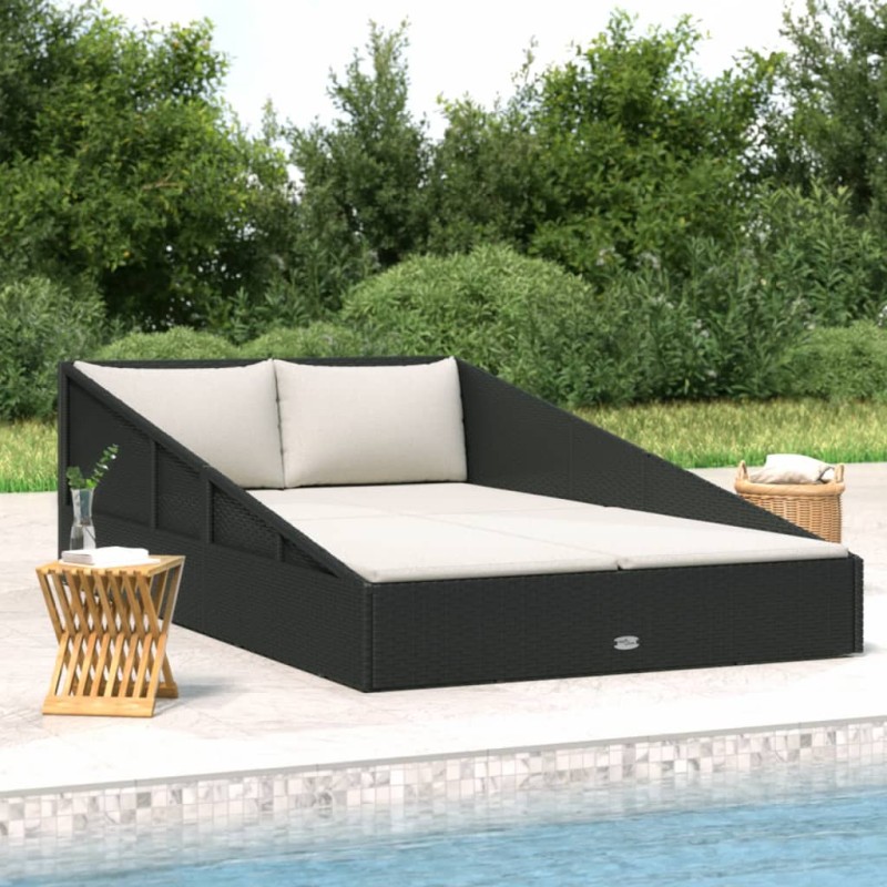 vidaXL Lettino da Giardino Nero 110x200 cm in Polyrattan vidaXL Lettino da Giardino Nero 110x200 cm in Polyrattan