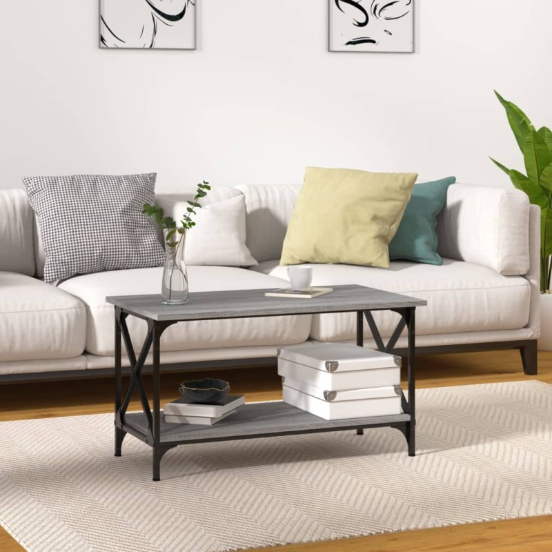 Tavolino Grigio Sonoma 80x45x45cm in Legno Multistrato e Ferro Tavolino Grigio Sonoma 80x45x45cm in Legno Multistrato e Ferro