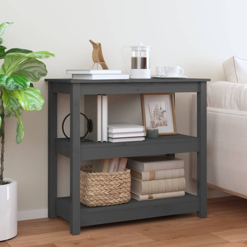 Tavolo Consolle Grigio 80x40x74 cm in Legno Massello di Pino Tavolo Consolle Grigio 80x40x74 cm in Legno Massello di Pino