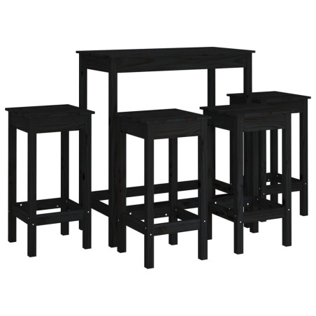 vidaXL Set da Bar 5 pz Nero in Legno Massello di Pino