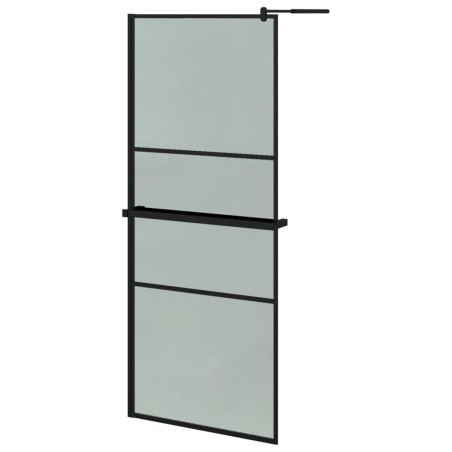 vidaXL Parete Doccia Walk in Mensola Nera 90x195cm Vetro ESG Alluminio