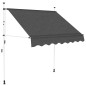 vidaXL Tenda da Sole Retrattile Manuale 200 cm Antracite vidaXL Tenda da Sole Retrattile Manuale 200 cm Antracite