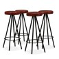 vidaXL Set da Bar 5 pz in Legno Massello di Acacia e Vera Pelle vidaXL Set da Bar 5 pz in Legno Massello di Acacia e Vera Pelle