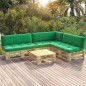 vidaXL Set Divani in Pallet con Cuscini 4 pz in Pino Impregnato Verde vidaXL Set Divani in Pallet con Cuscini 4 pz in Pino Impregnato Verde