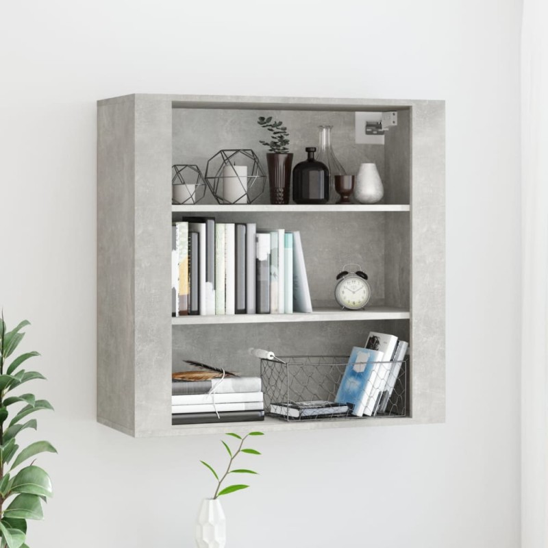 Mobile a Parete Grigio Cemento 80x33x80 cm in Legno Multistrato Mobile a Parete Grigio Cemento 80x33x80 cm in Legno Multistrato