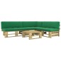 vidaXL Set Divani in Pallet con Cuscini 4 pz in Pino Impregnato Verde vidaXL Set Divani in Pallet con Cuscini 4 pz in Pino Impregnato Verde