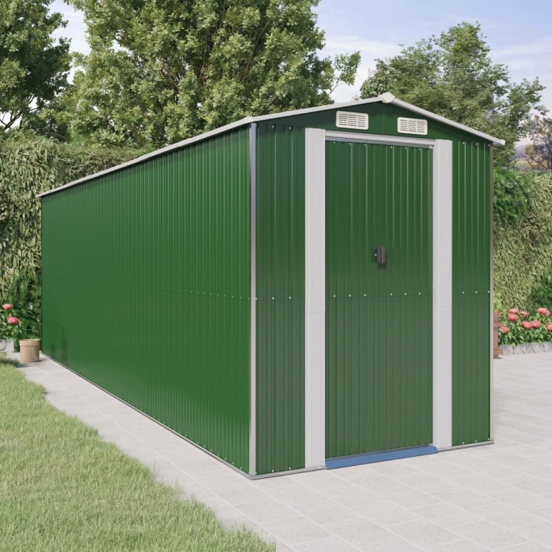 vidaXL Capanno da Giardino Verde 192x606x223 cm Acciaio Zincato vidaXL Capanno da Giardino Verde 192x606x223 cm Acciaio Zincato
