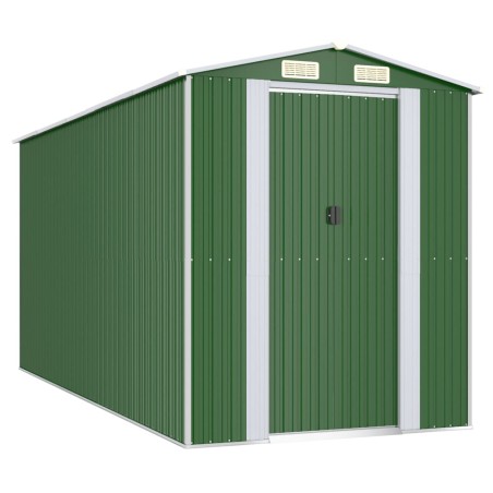 vidaXL Capanno da Giardino Verde 192x440x223 cm Acciaio Zincato