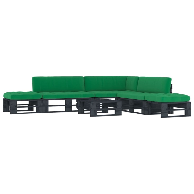 vidaXL Set Divani in Pallet con Cuscini 6 pz in Pino Impregnato Nero vidaXL Set Divani in Pallet con Cuscini 6 pz in Pino Impregnato Nero