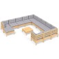 vidaXL Set Divani da Giardino 13 pz con Cuscini Grigi Massello di Pino
