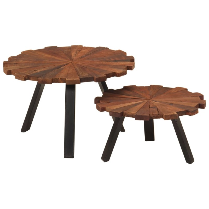 vidaXL Tavolini da Salotto 2pz in Legno Massello di Recupero e Ferro vidaXL Tavolini da Salotto 2pz in Legno Massello di Recupero e Ferro
