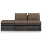 vidaXL Set Divani da Giardino con Cuscini 3 pz Legno Impregnato Grigio vidaXL Set Divani da Giardino con Cuscini 3 pz Legno Impregnato Grigio