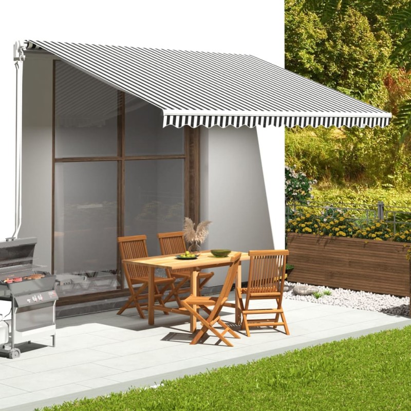 vidaXL Tessuto di Ricambio per Tenda da Sole Antracite e Bianco 4,5x3m vidaXL Tessuto di Ricambio per Tenda da Sole Antracite e Bianco 4,5x3m