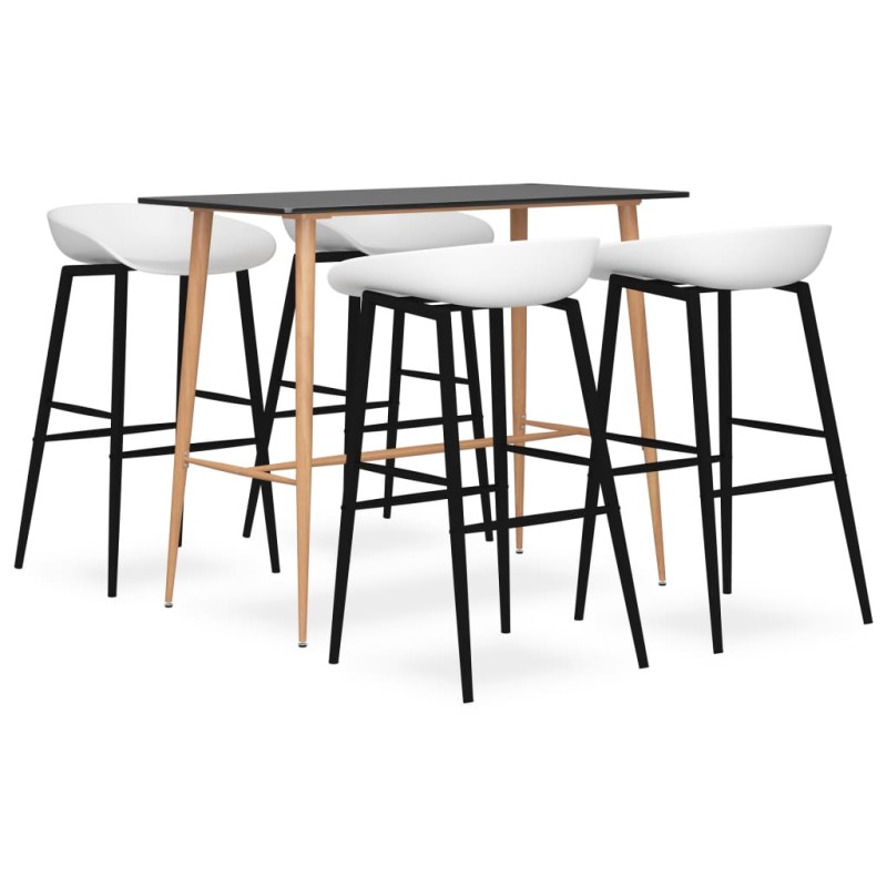 vidaXL Set da Bar 5 pz Nero e Bianco vidaXL Set da Bar 5 pz Nero e Bianco