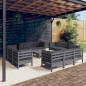 vidaXL Set Divani da Giardino 13 pz con Cuscini Antracite Legno di Pino vidaXL Set Divani da Giardino 13 pz con Cuscini Antracite Legno di Pino