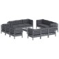 vidaXL Set Divani da Giardino 13 pz con Cuscini Antracite Legno di Pino vidaXL Set Divani da Giardino 13 pz con Cuscini Antracite Legno di Pino
