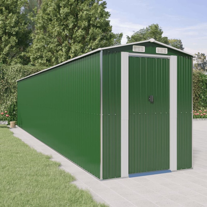 vidaXL Capanno da Giardino Verde 192x938x223 cm Acciaio Zincato vidaXL Capanno da Giardino Verde 192x938x223 cm Acciaio Zincato