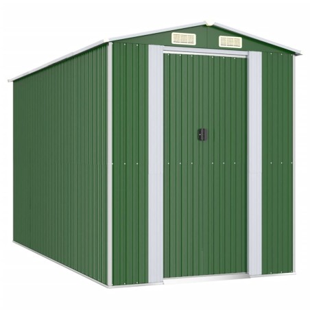 vidaXL Capanno da Giardino Verde 192x357x223 cm Acciaio Zincato