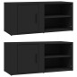 Mobili Porta TV 2 pz Nero 80x31,5x36 cm in Legno Multistrato Mobili Porta TV 2 pz Nero 80x31,5x36 cm in Legno Multistrato