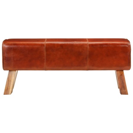 vidaXL Panca Marrone 110 cm Vera Pelle Capra e Massello Mango