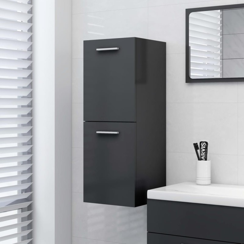 vidaXL Mobile da Bagno Grigio 30x30x80 cm in Legno Multistrato vidaXL Mobile da Bagno Grigio 30x30x80 cm in Legno Multistrato