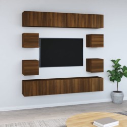 Set Mobili Porta TV 10 pz Rovere Marrone in Legno Multistrato