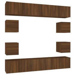 Set Mobili Porta TV 10 pz Rovere Marrone in Legno Multistrato
