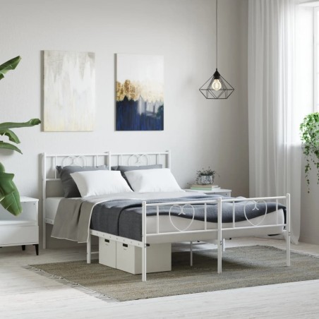 vidaXL Giroletto con Testiera e Pediera Metallo Bianco 140x190 cm