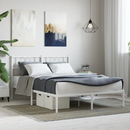 vidaXL Giroletto con Testiera Metallo Bianco 135x190 cm