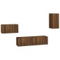 Set Mobili Porta TV 4 pz Rovere Marrone in Legno Multistrato Set Mobili Porta TV 4 pz Rovere Marrone in Legno Multistrato