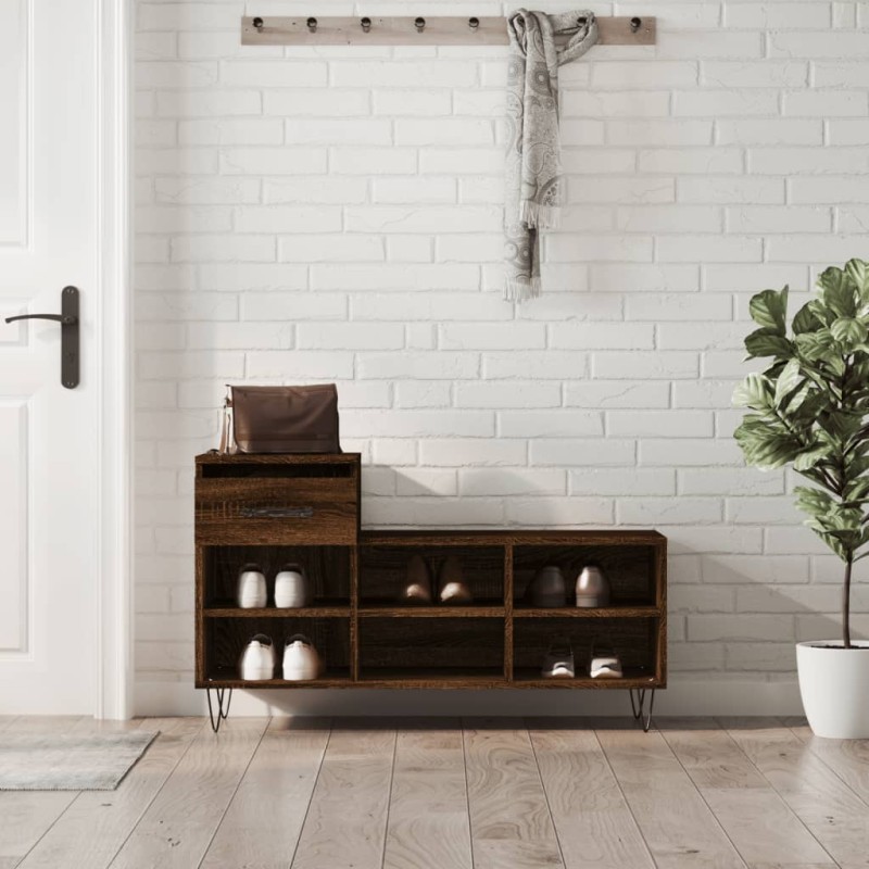 vidaXL Scarpiera Rovere Marrone 102x36x60 cm in Legno Multistrato vidaXL Scarpiera Rovere Marrone 102x36x60 cm in Legno Multistrato