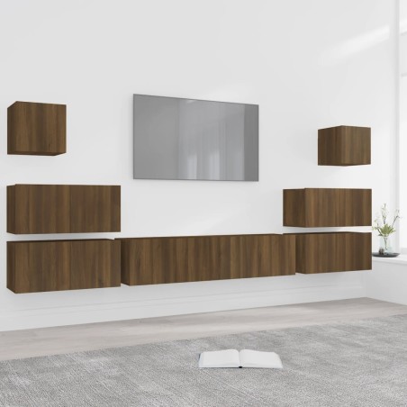 Set Mobili Porta TV 8pz Rovere Marrone in Legno Multistrato