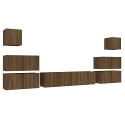 Set Mobili Porta TV 8pz Rovere Marrone in Legno Multistrato