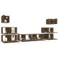 Set Mobili Porta TV 8pz Rovere Marrone in Legno Multistrato Set Mobili Porta TV 8pz Rovere Marrone in Legno Multistrato