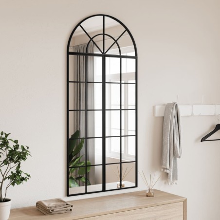 vidaXL Specchio da Parete Nero 60x130 cm Arco in Ferro