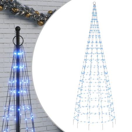 vidaXL Illuminazione Albero di Natale su Pennone 550LED Blu 300cm